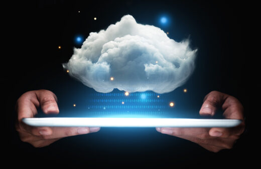 digital cloud over laptop